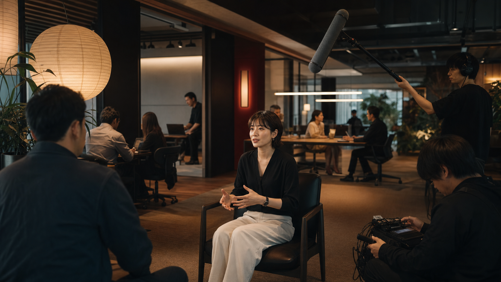 Employer branding interview production in a Tokyo office